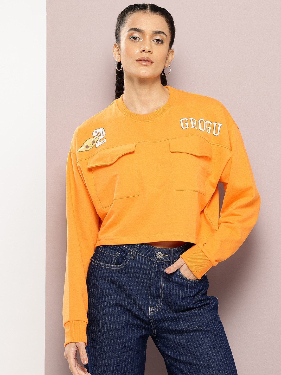 Kook N Keech Disney Yoda Printed Box Pocketed Sweatshirt