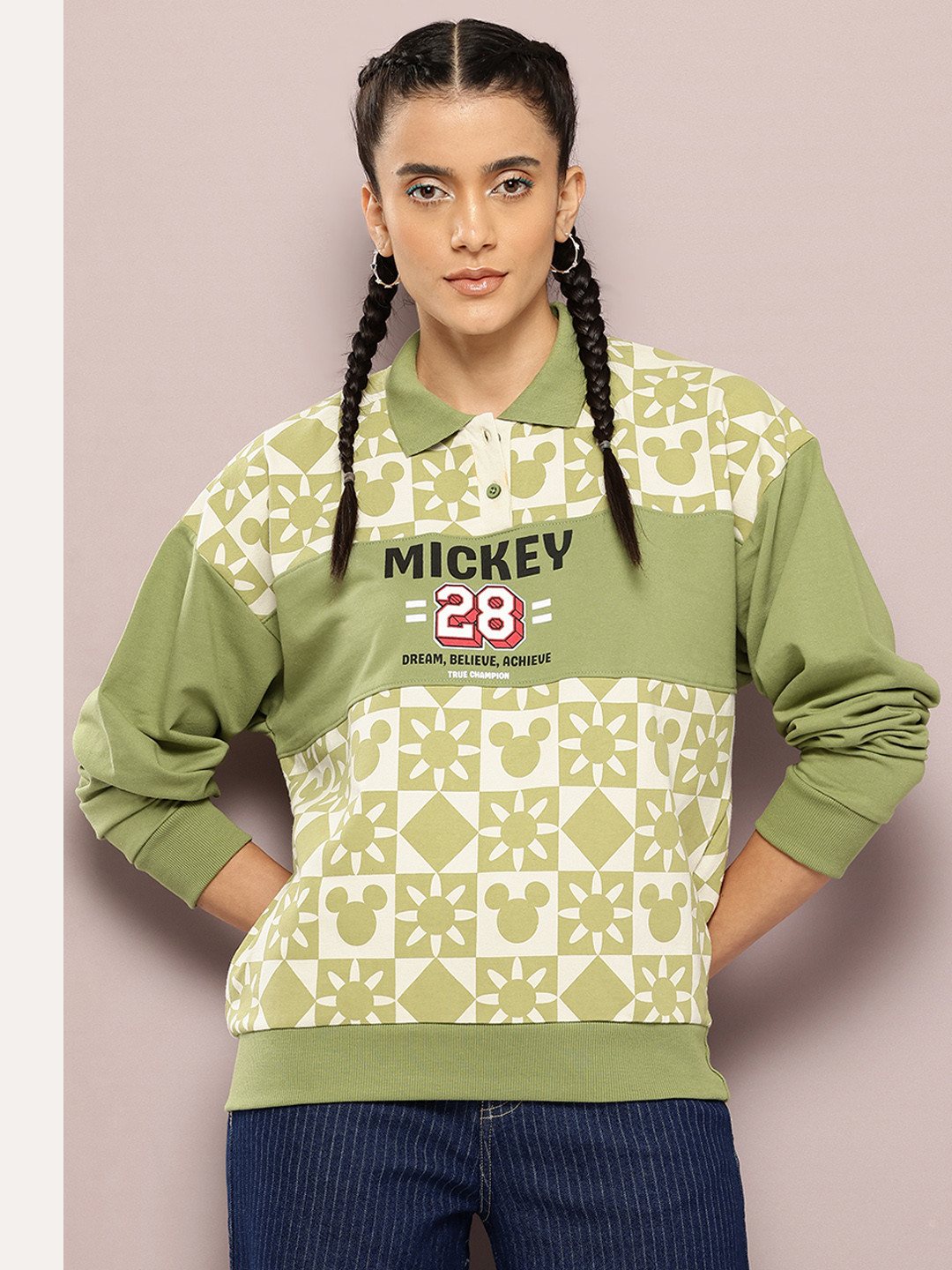 Kook N Keech Disney Mickey Mouse Printed Polo Sweatshirt