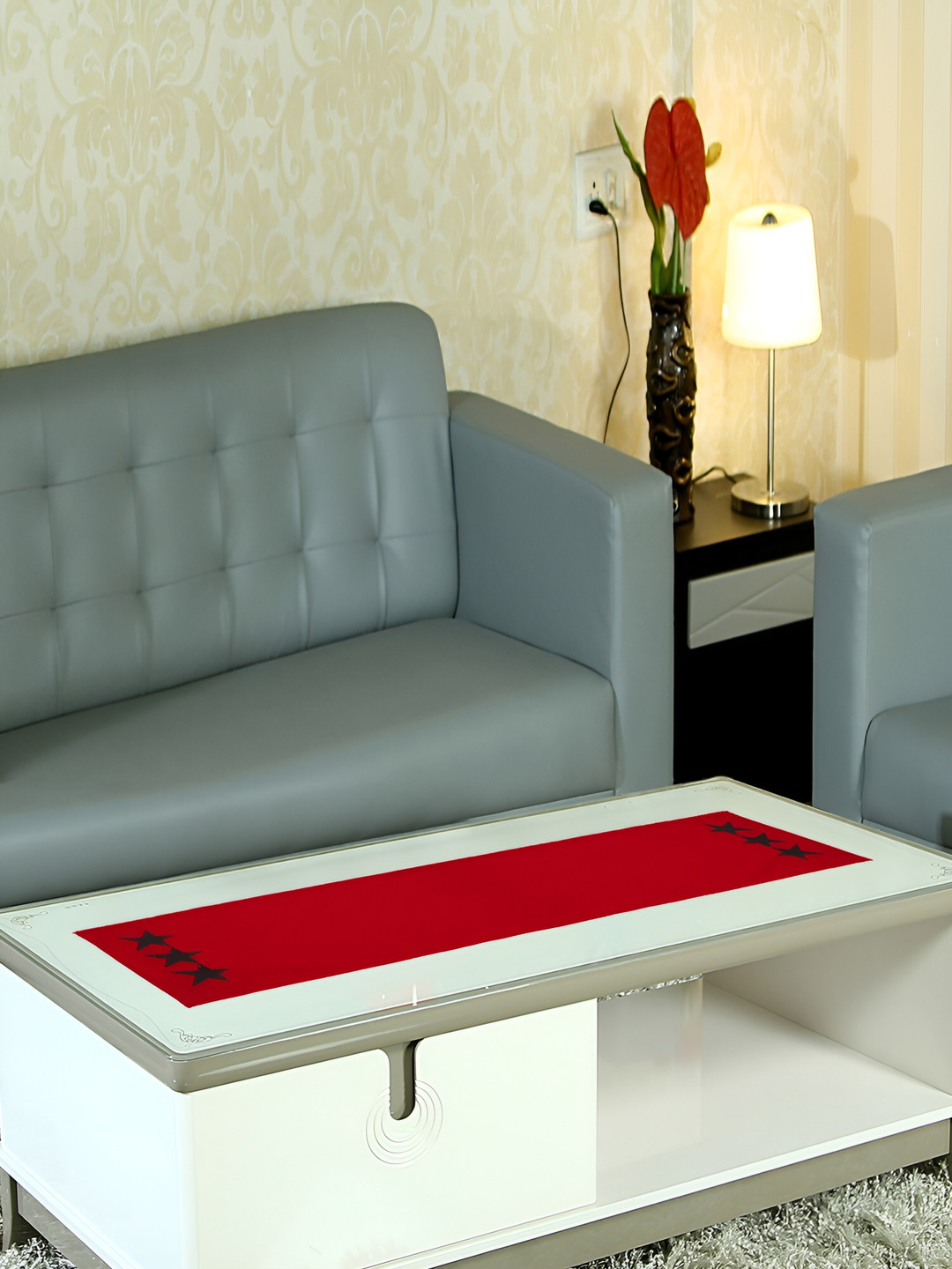 Home Heart STAR COLLECTION Black & Red Pure Cotton Table Runners