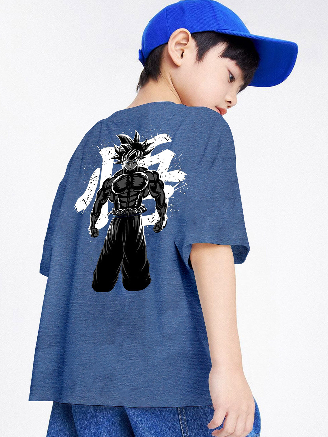 BAESD Boys Anime Printed Extended Sleeves Oversized T-shirt