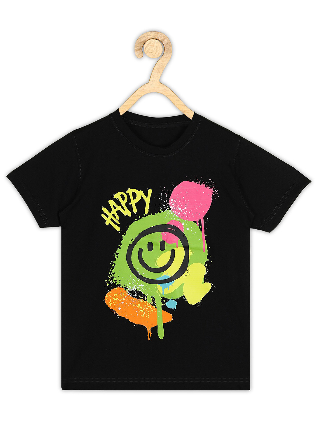 BAESD Boys HAPPY Emoji Printed Cotton T-shirt