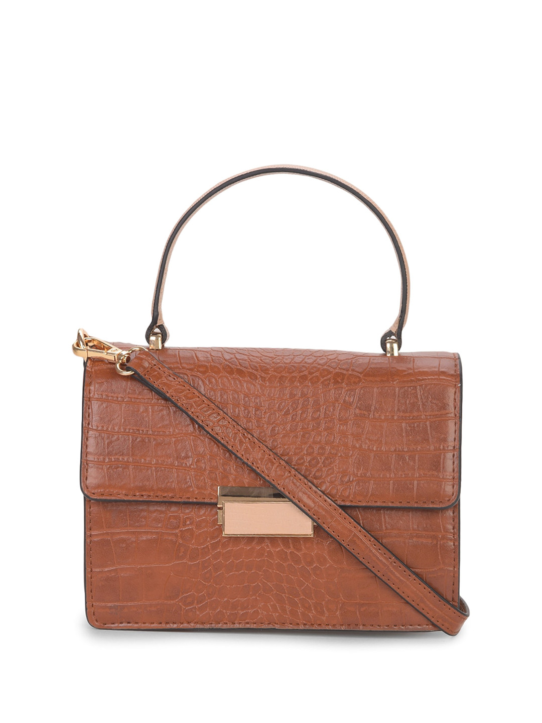 Marie Claire Brown Textured Zip Detail Structured Satchel