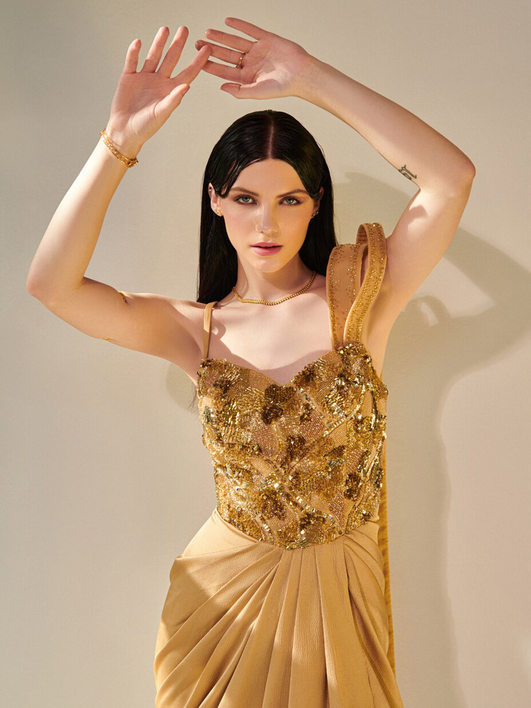 ONE KNOT ONE Floral Satin Fit & Flare Dress