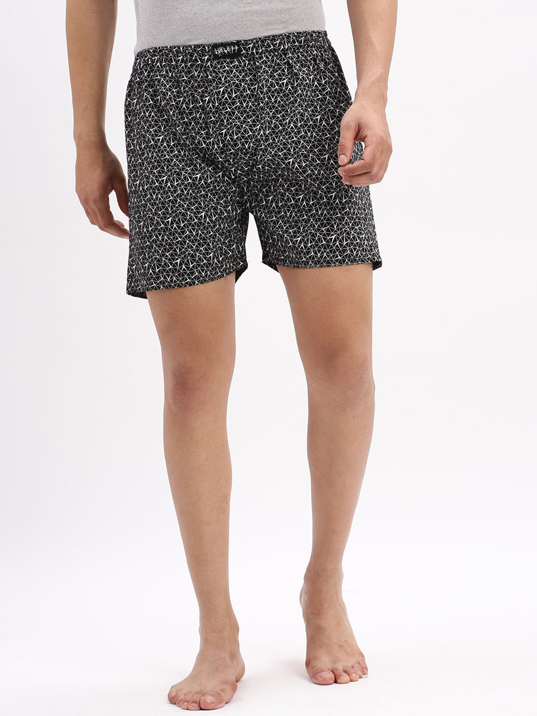 SHOWOFF Printed Cotton Boxers AM-149-5_Black-Black