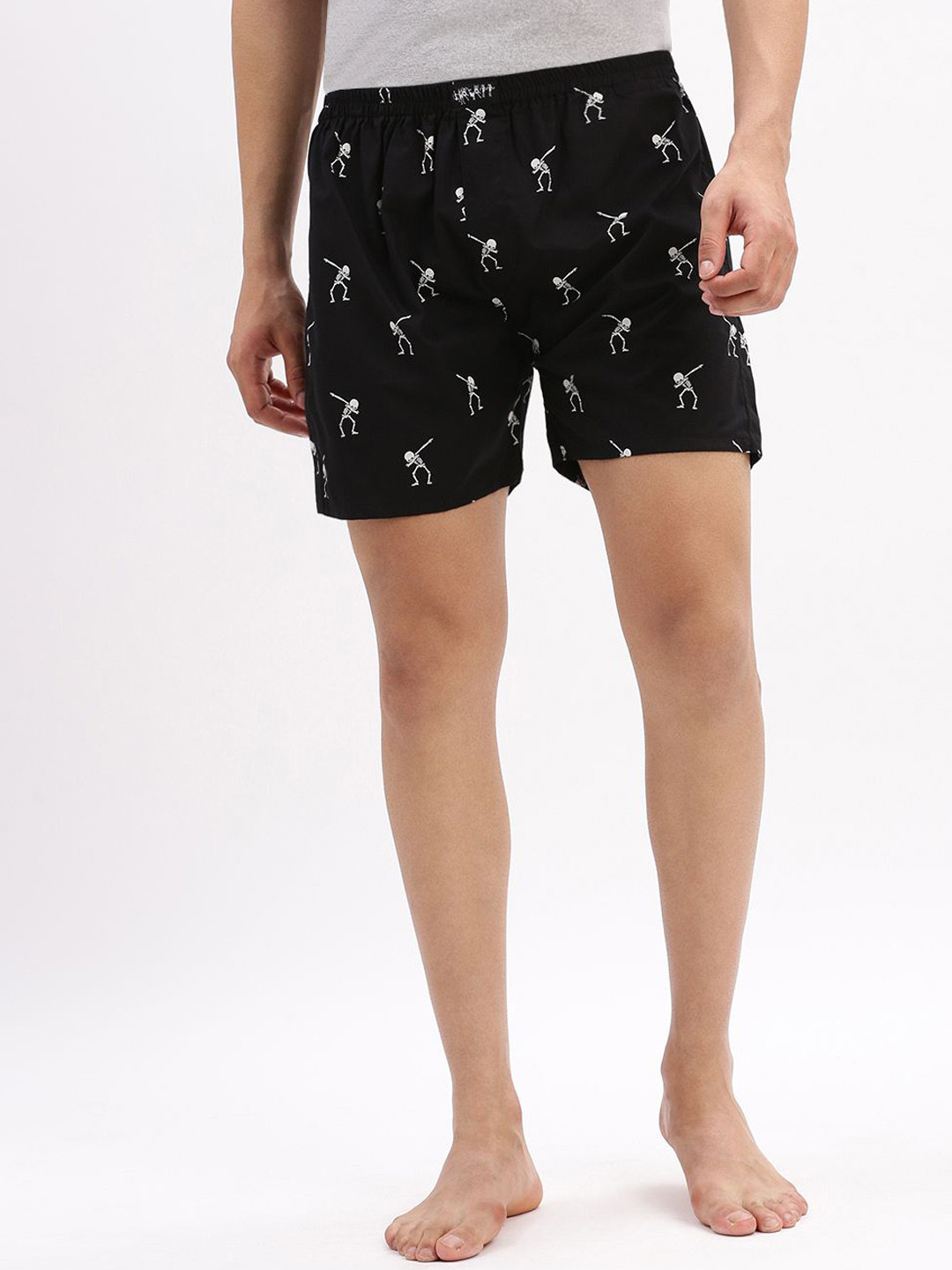 SHOWOFF Printed Cotton Boxers AM-149-4_Black-Black