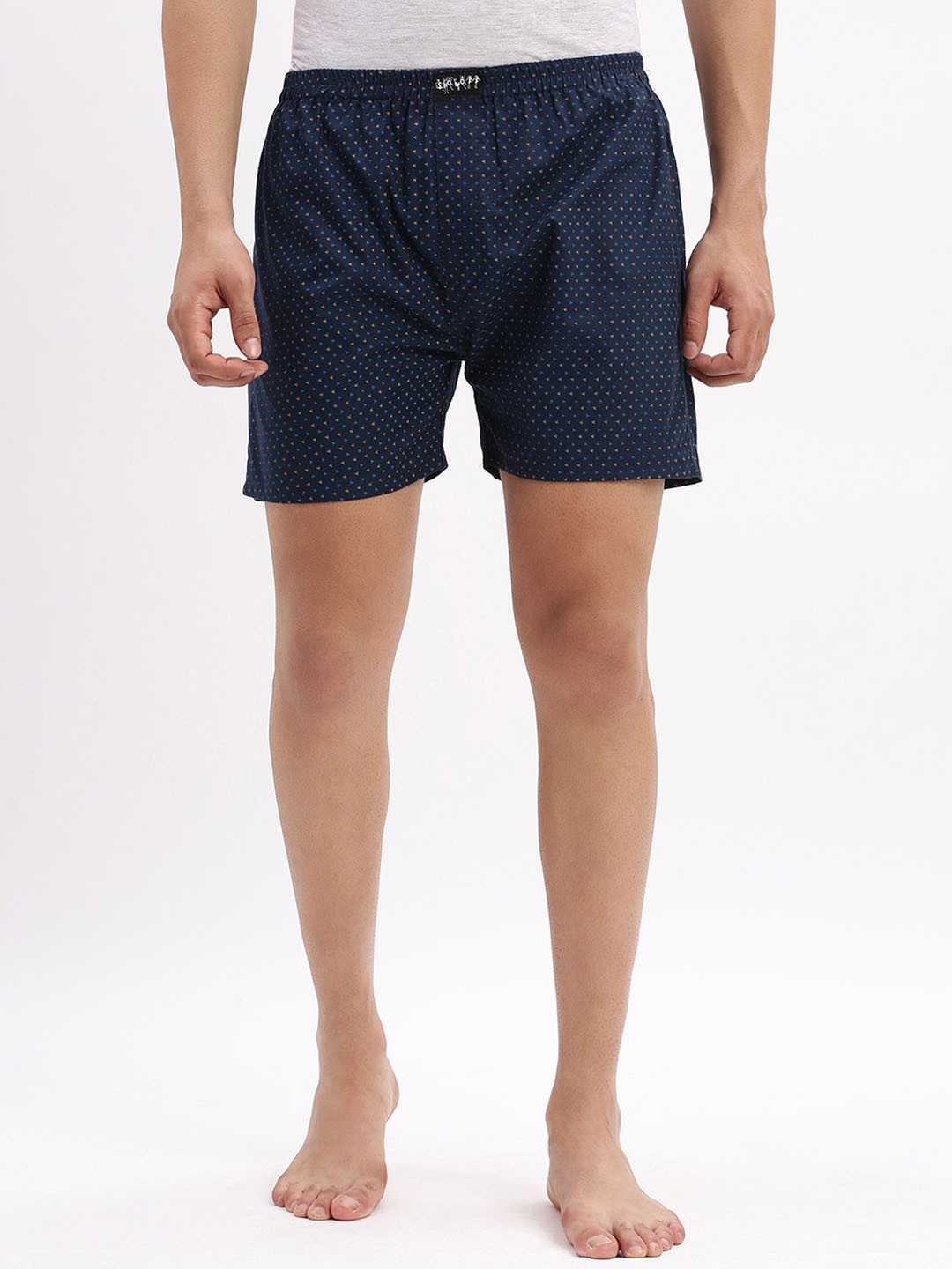 SHOWOFF Printed Cotton Mid-Rise Boxer AM-149-11_NavyBlue-Navy Blue