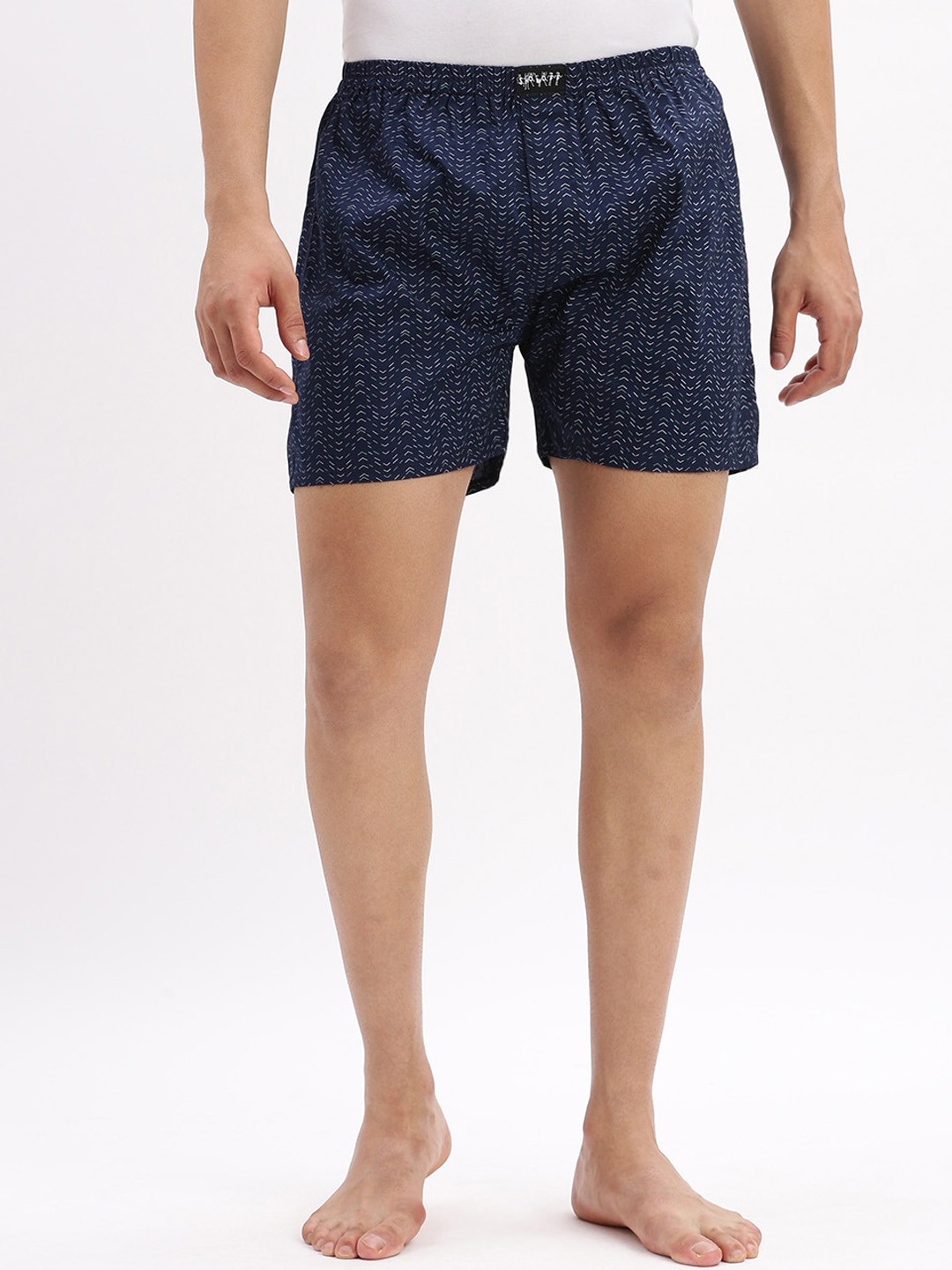 SHOWOFF Printed Cotton Mid-Rise Boxer AM-149-9_NavyBlue-Navy Blue