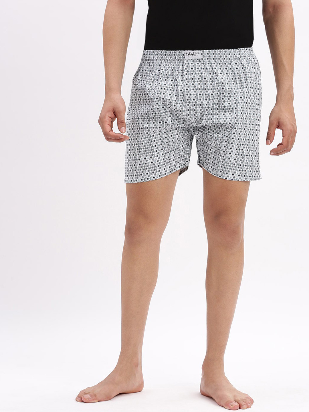 SHOWOFF Printed Cotton Mid-Rise Boxer AM-149-8_White-White