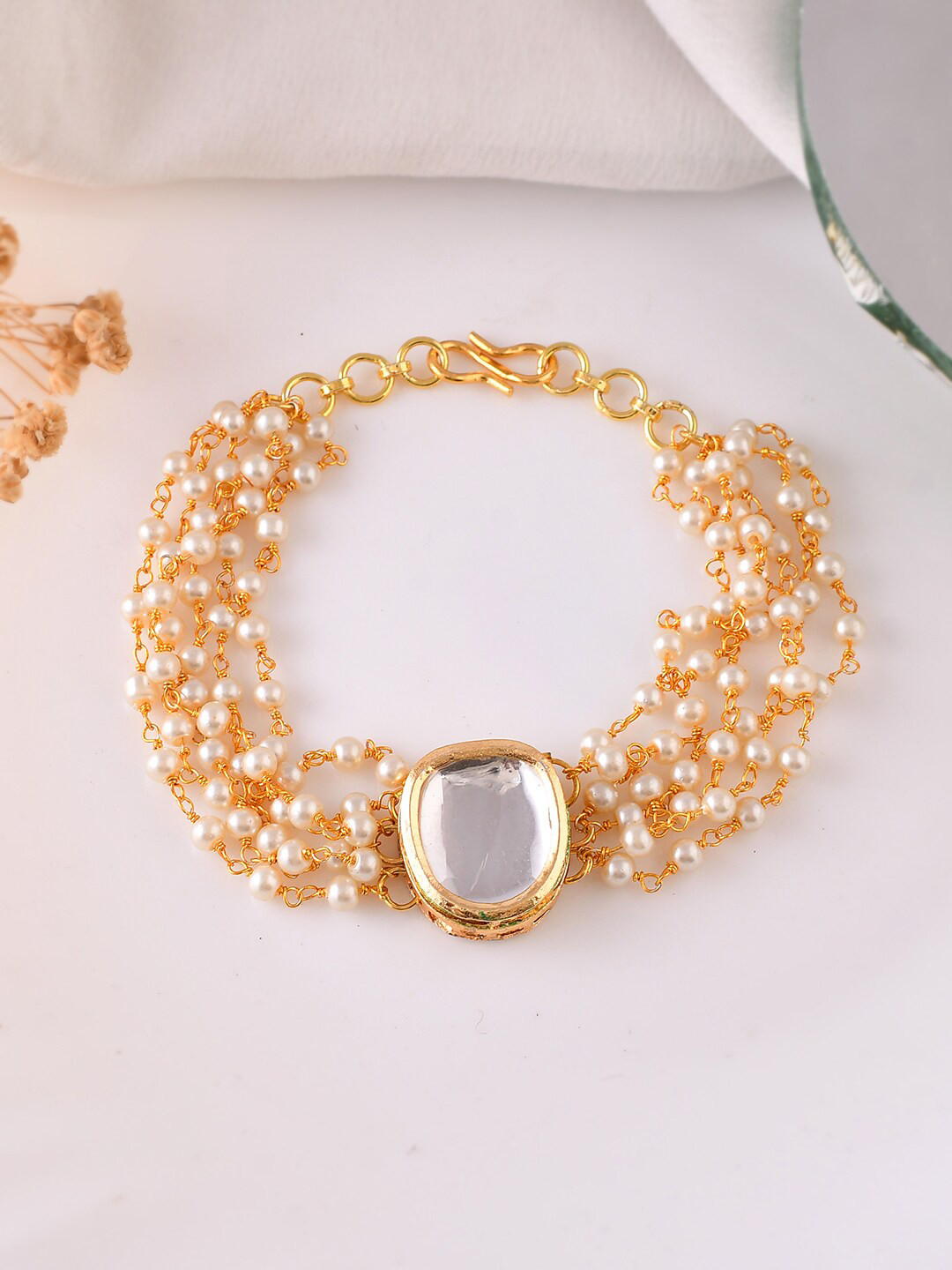 Silvermerc Designs womens Kundan hand Bracelet