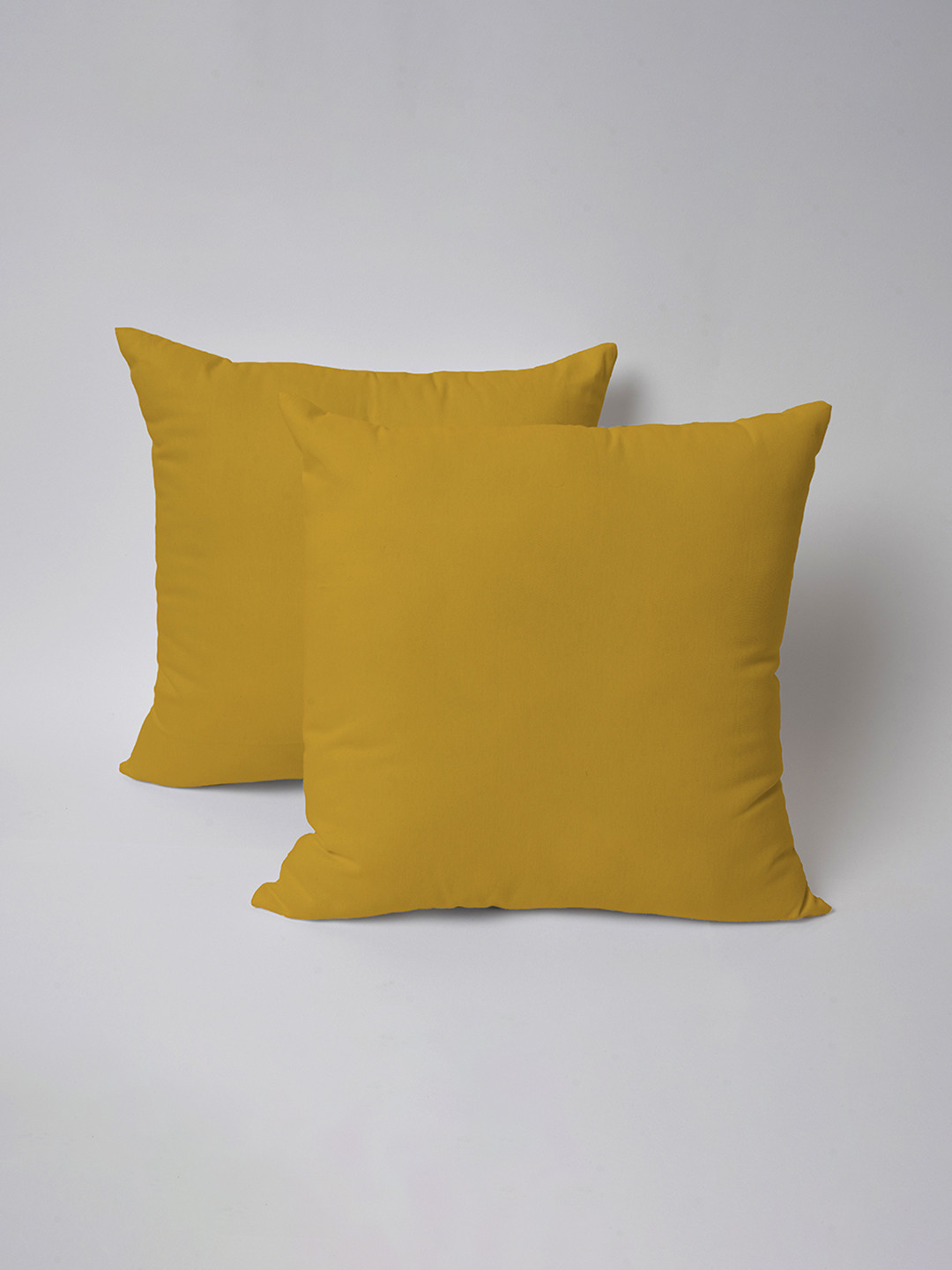 SKANDA FAB Mustard Yellow 2 Pieces Pure Cotton Square Sofa Cushions