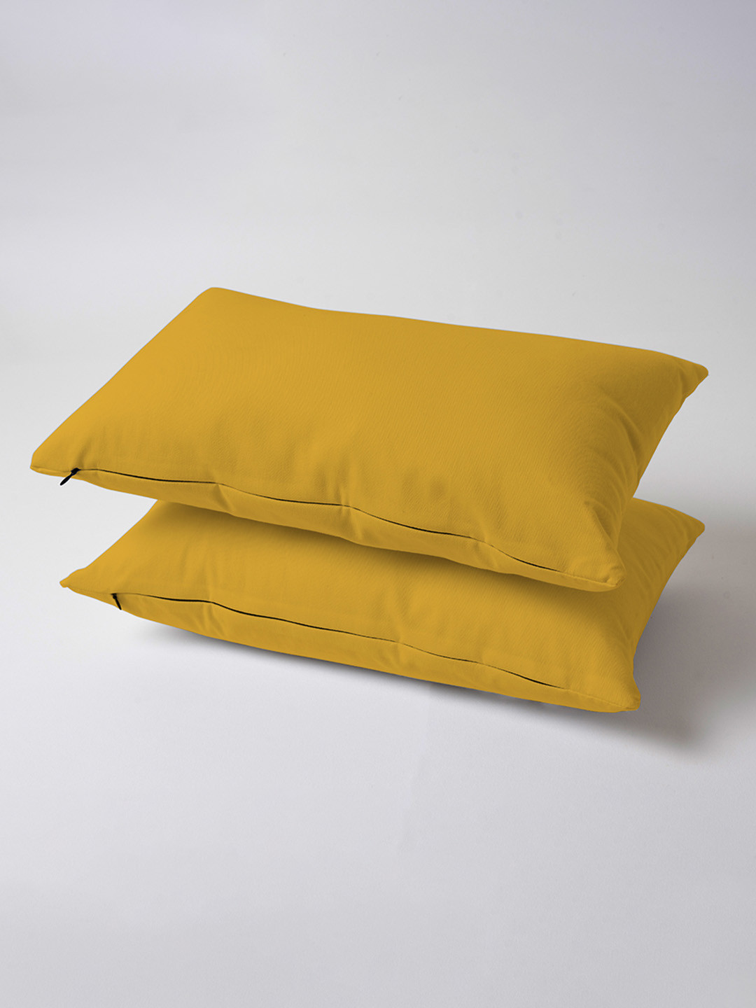 SKANDA FAB Mustard Yellow 2 Pieces Pure Cotton Sofa Cushions