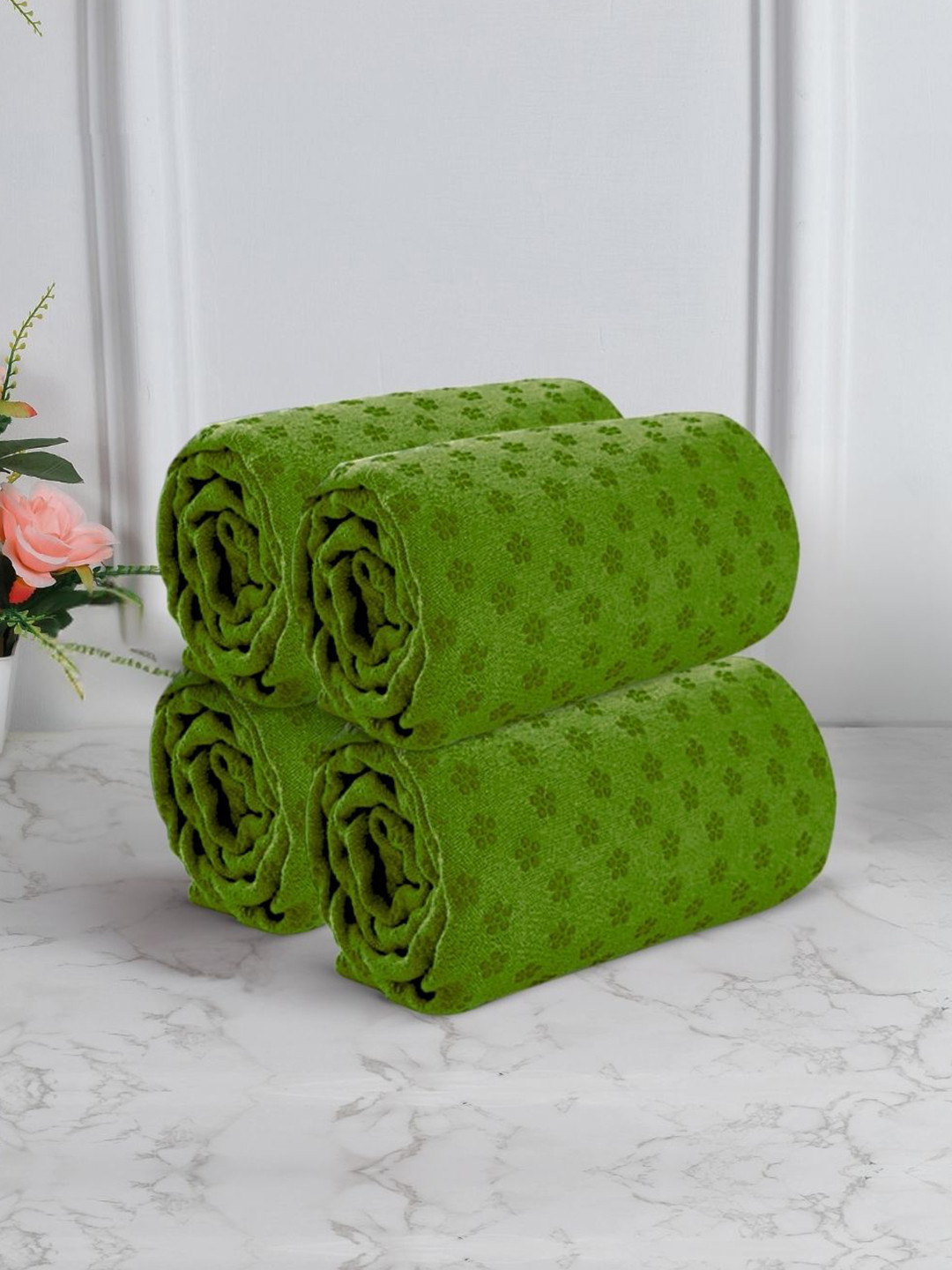 Black gold Green 4 Pieces Printed Microfiber 450 GSM Yoga Mat Towels