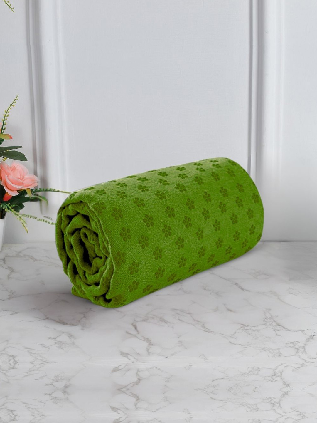 Black gold Green Floral Printed Microfiber 450 GSM Yoga Mat Towel