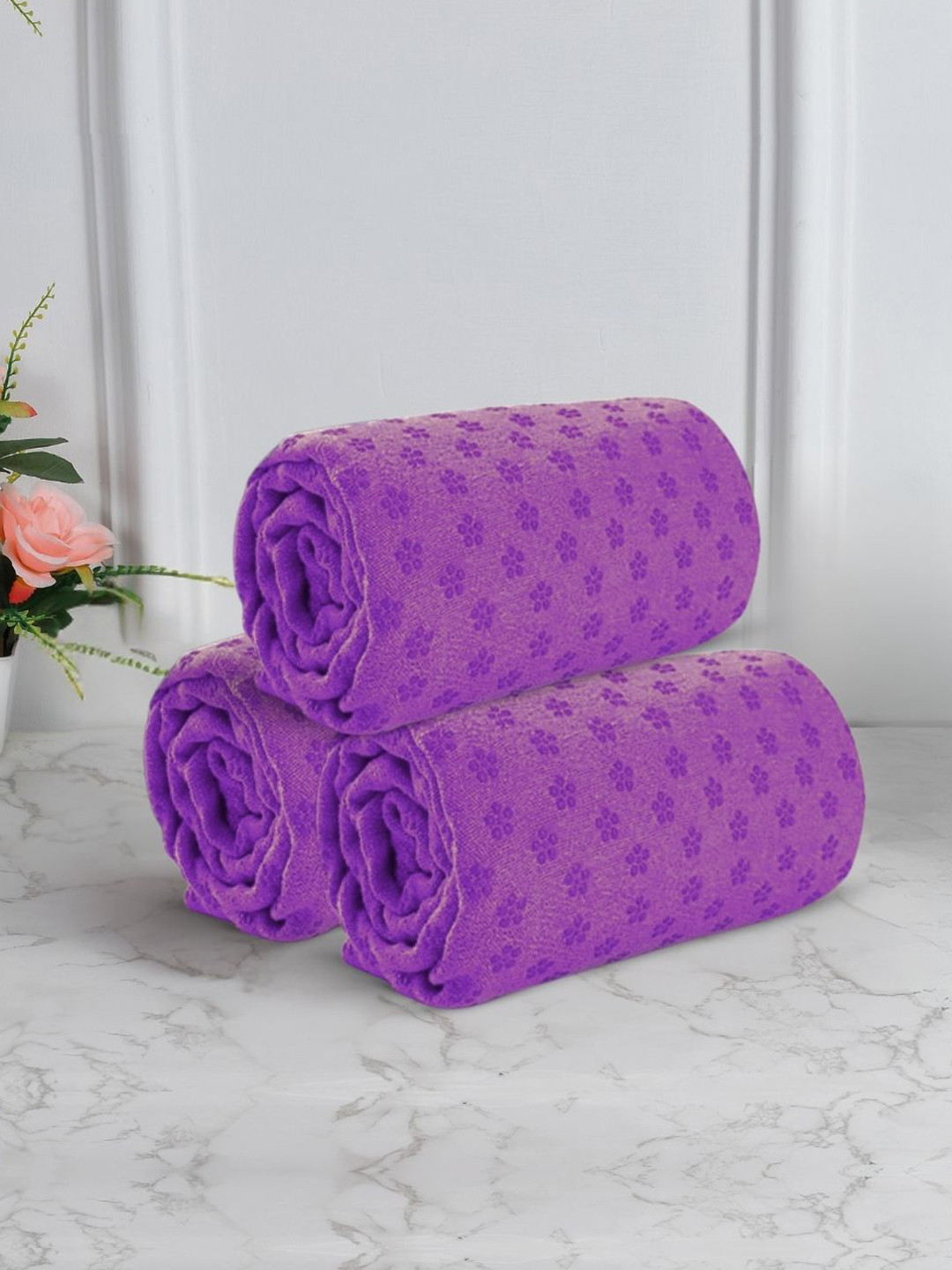 Black gold Purple 3 Pieces Printed 450 GSM Bath Towel