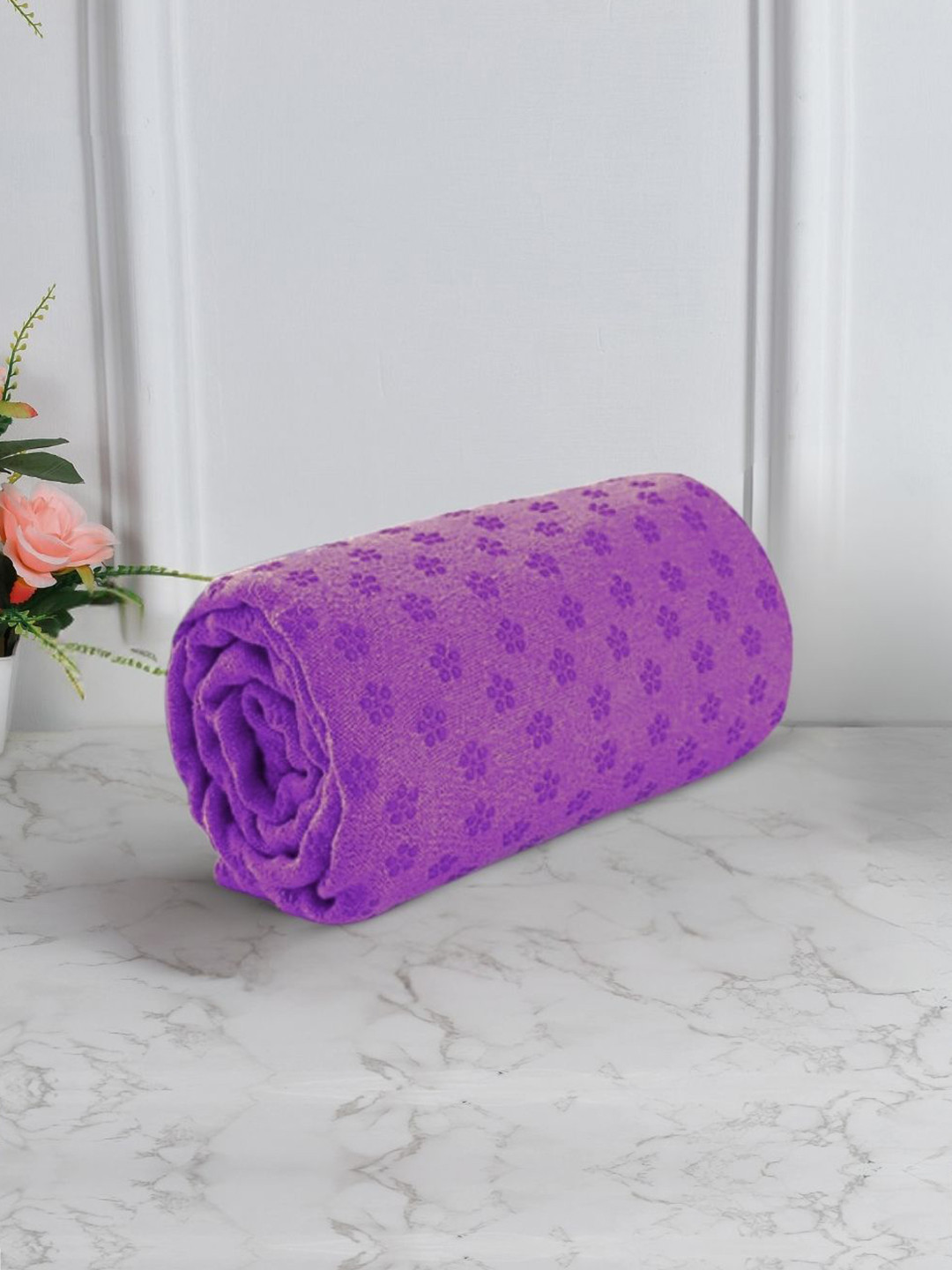 Black gold Purple Floral Printed Microfiber 450 GSM Yoga Mat Towel