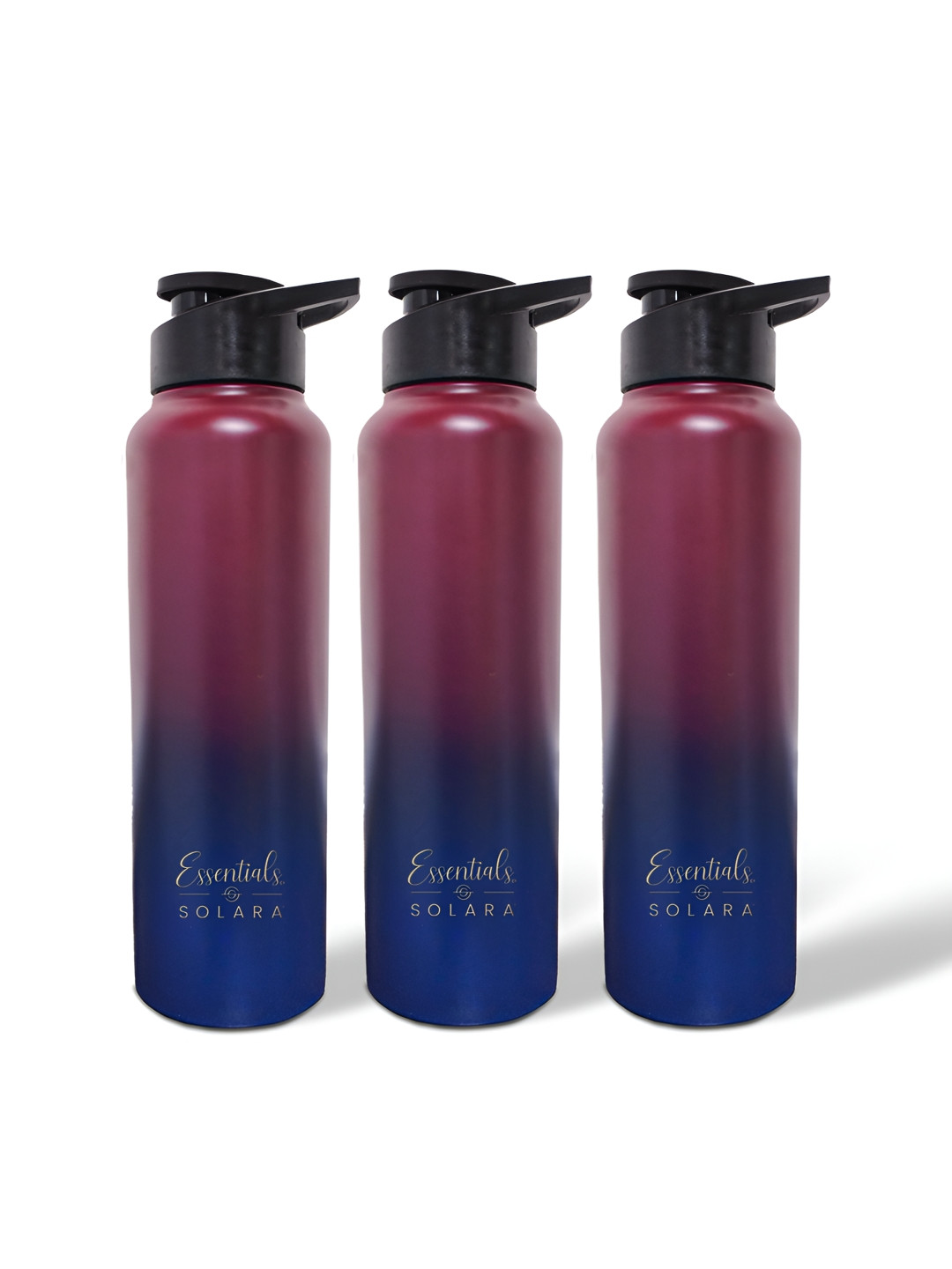 Solara Pink 3 Pieces Stainless Steel Single Wall Vacuum Tip Open Water Bottles 1L