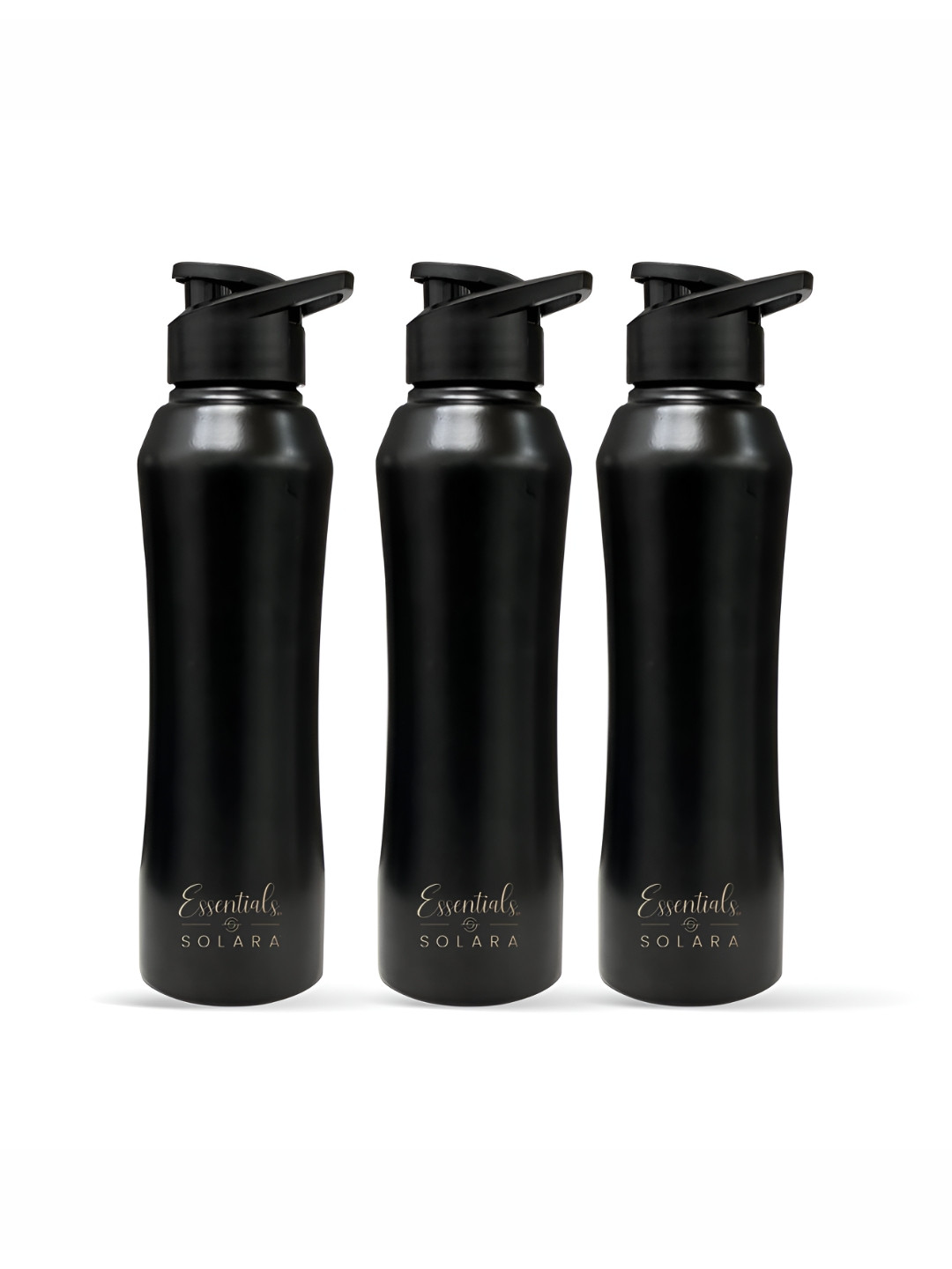 Solara Black 3 Pieces Stainless Steel Wall Vacuum Water Bottles 1 L