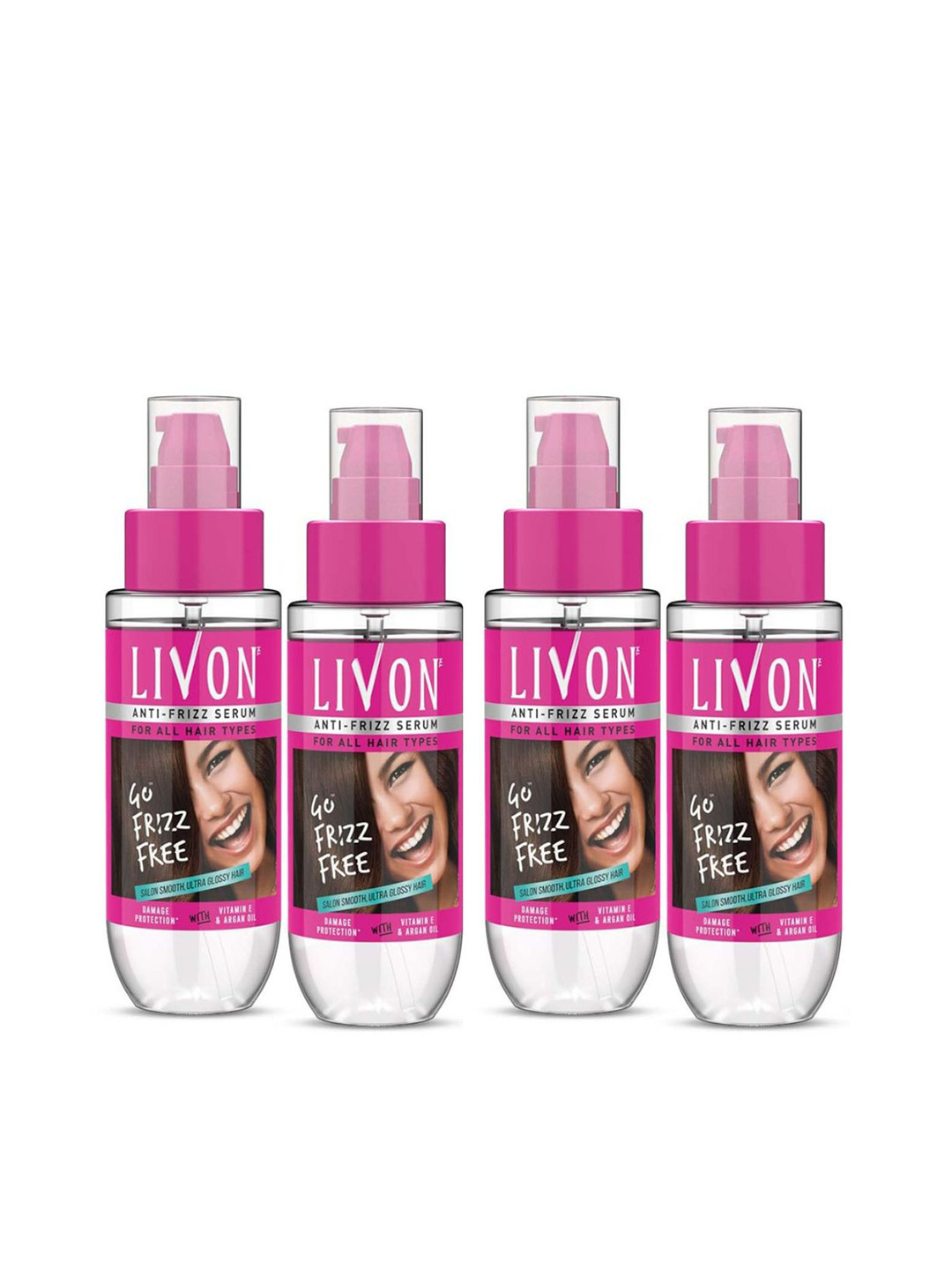 Livon 4 Pcs Hair Serum For Dry & Frizzy Hair For Shine & Damage Protection - 100ml Each