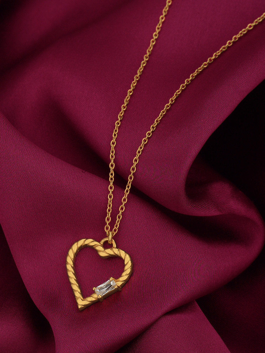 VANBELLE 925 Sterling Silver 18kt Gold Plated with CZ Heart Pendant with Chain