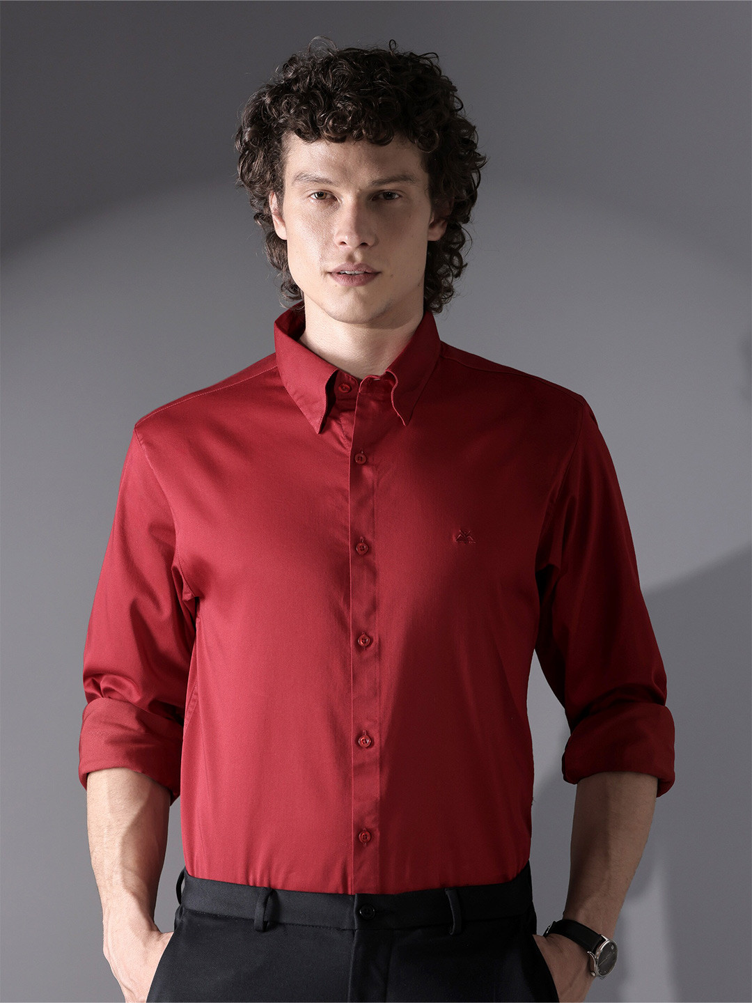 Beyoung Solid Spread Collar Long Sleeves Formal Shirt