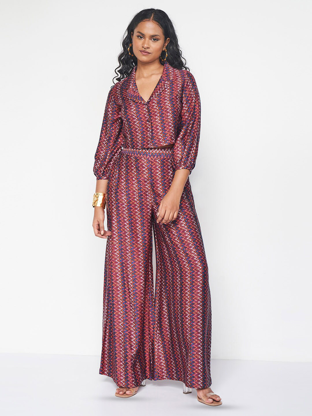 Global Women Desi Printed Shirt With Trousers Coords