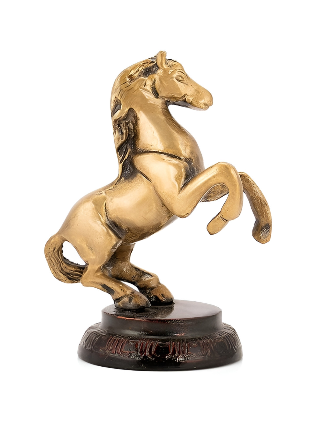 Aura Rearing Horse Gold Brass Metallic Living Room Hand-Crafted Small Showpiece - 1.4 Inches
