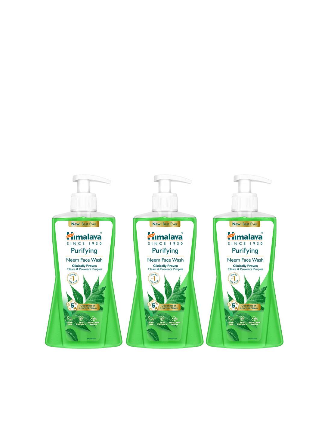 Himalaya Set of 3 Purifying Neem Face Wash to Prevent Pimples - 400 ml Each