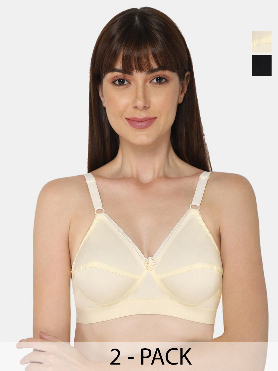 NAIDU HALL Pack of 2 Full Coverage Non Padded Cotton Everyday Bras With All Day Comfort