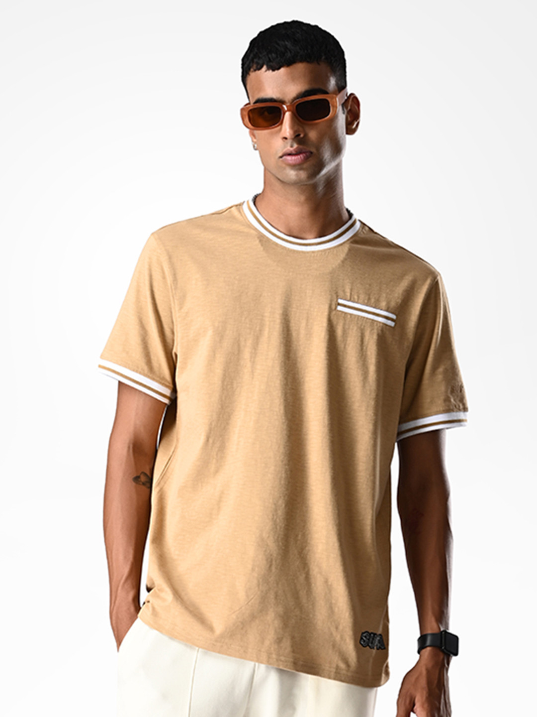 Supa Men Solid Round Neck Cotton T-shirt