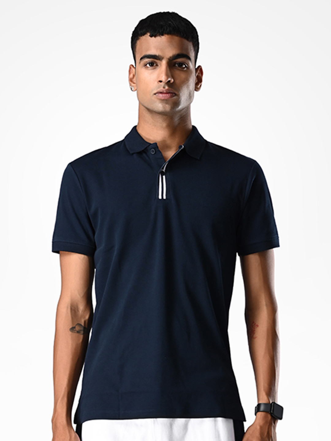 Supa Men Polo Collar Solid Nautical T-shirt