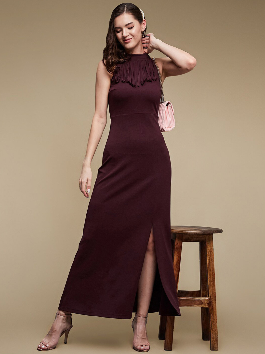 all about you Round Neck Fringe Detail Maxi Dress