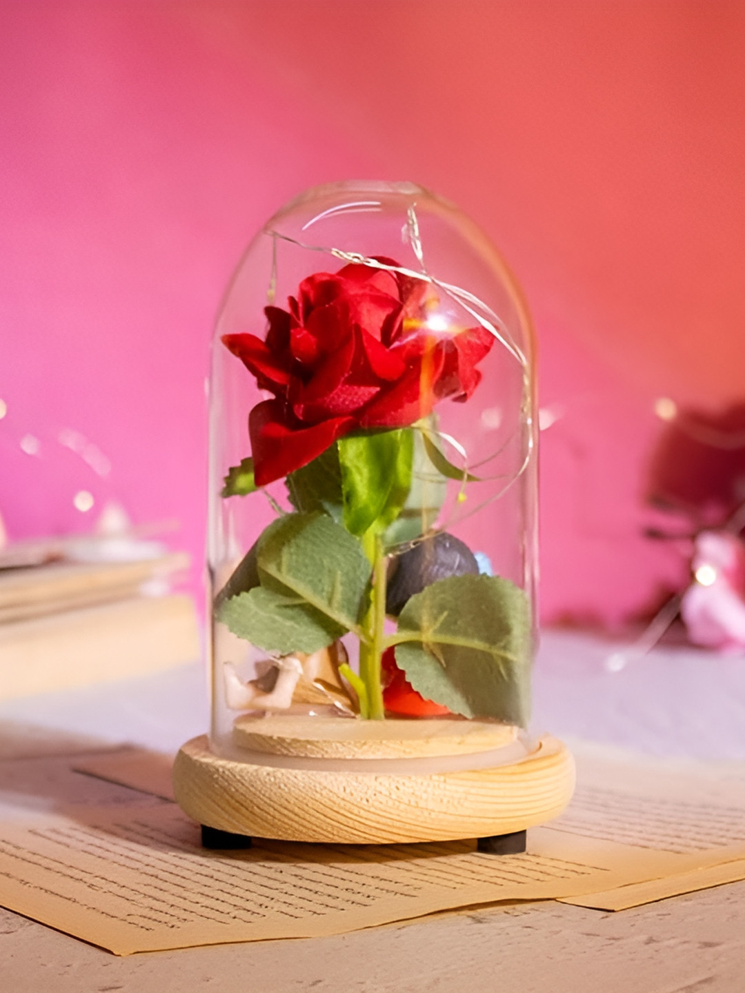 Aura Romantic Miniature Red Plastic Natural Living Room Small Showpiece - 5.2 Inches