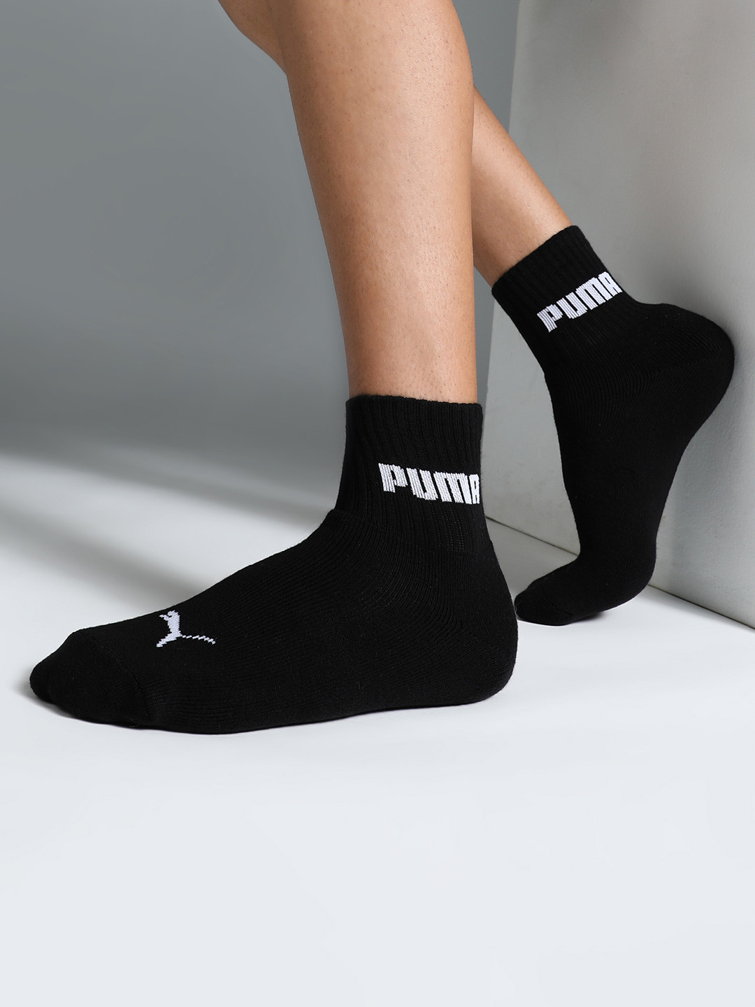 Puma Men Patterned Cotton Above Ankle-Length Socks