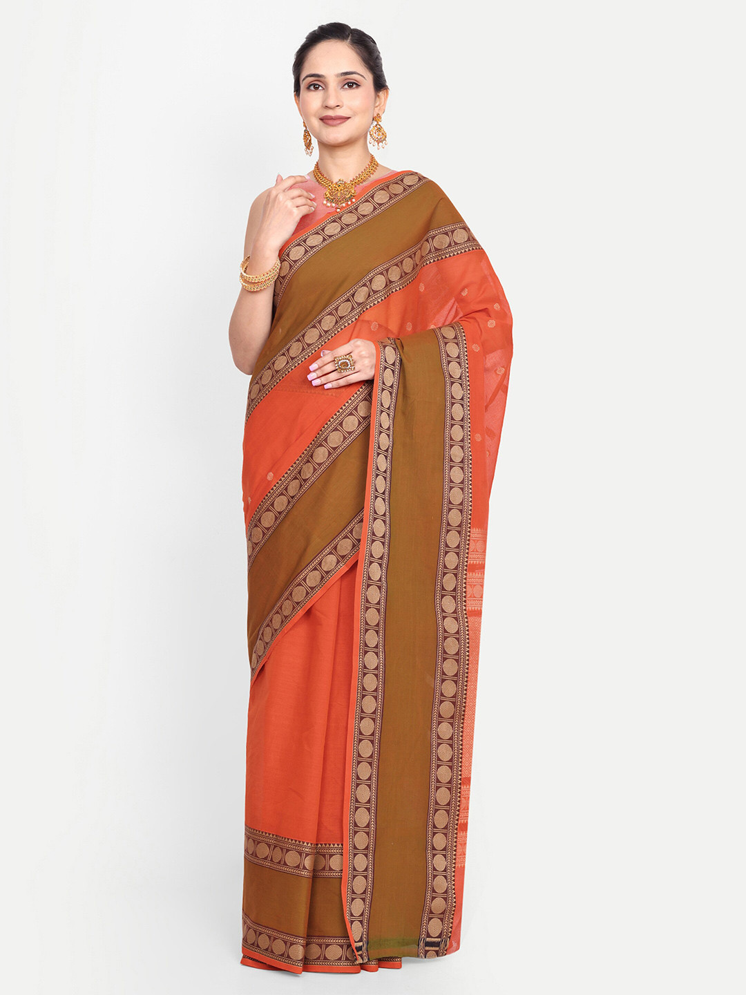 SENSAN Ethnic Motifs Zari Pure Cotton Saree