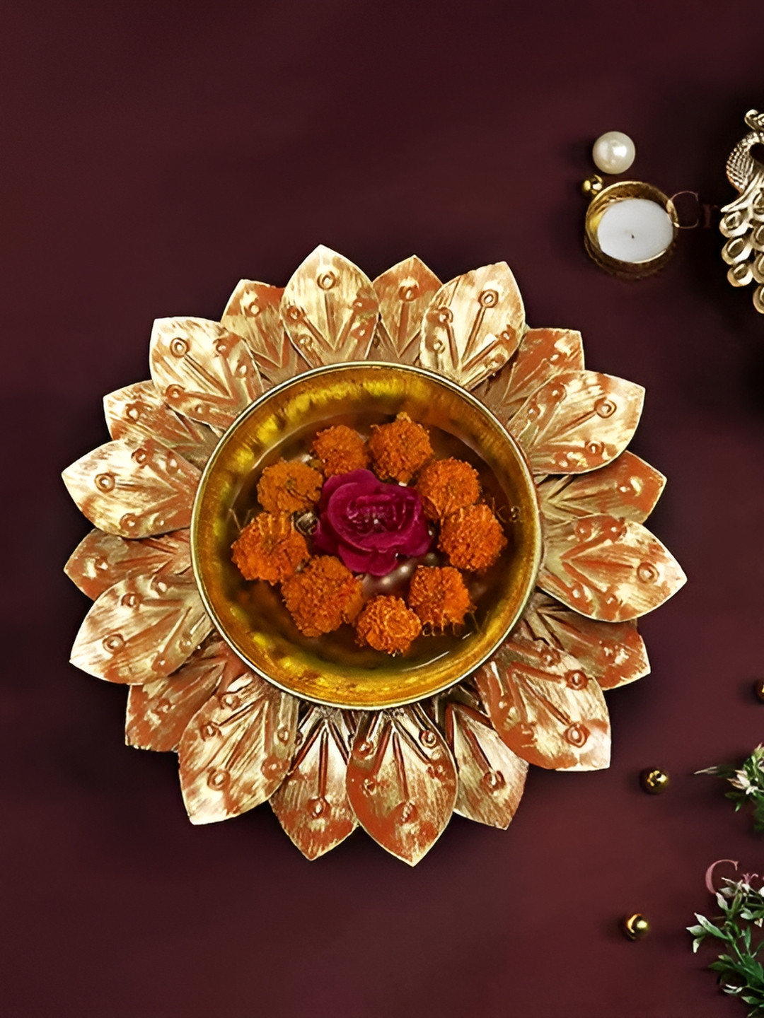 Aura Yellow Lotus Flower Shaped Diya