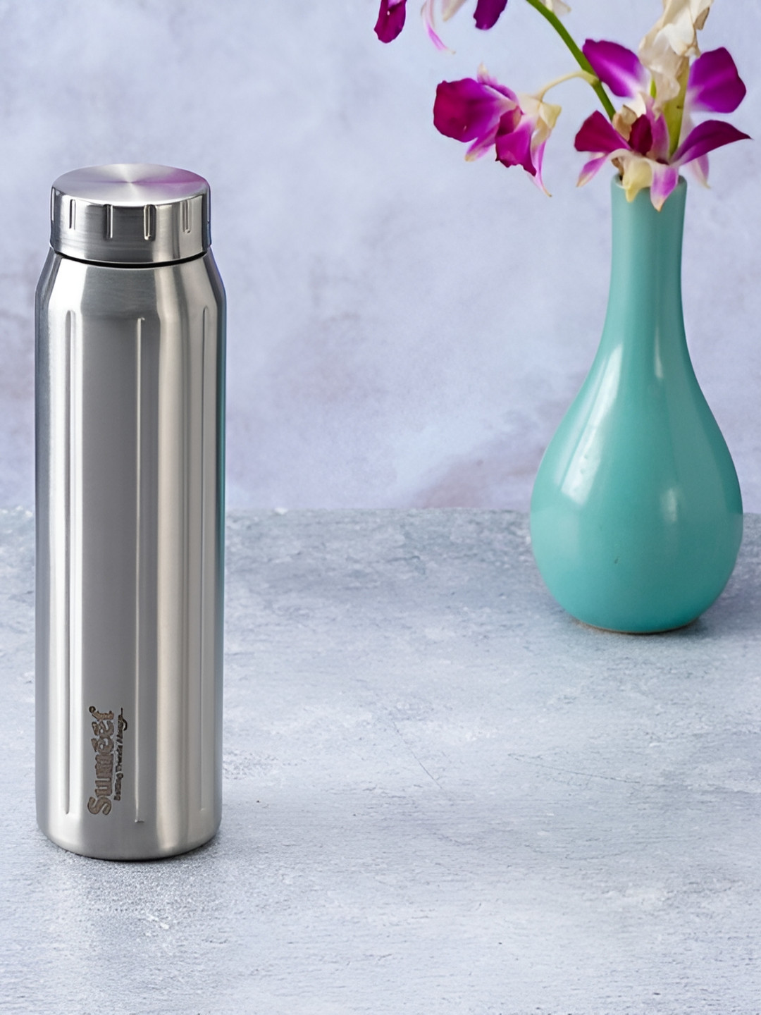 Sumeet Aqua Silver Stainless Steel Spill Proof Flask - 900ml