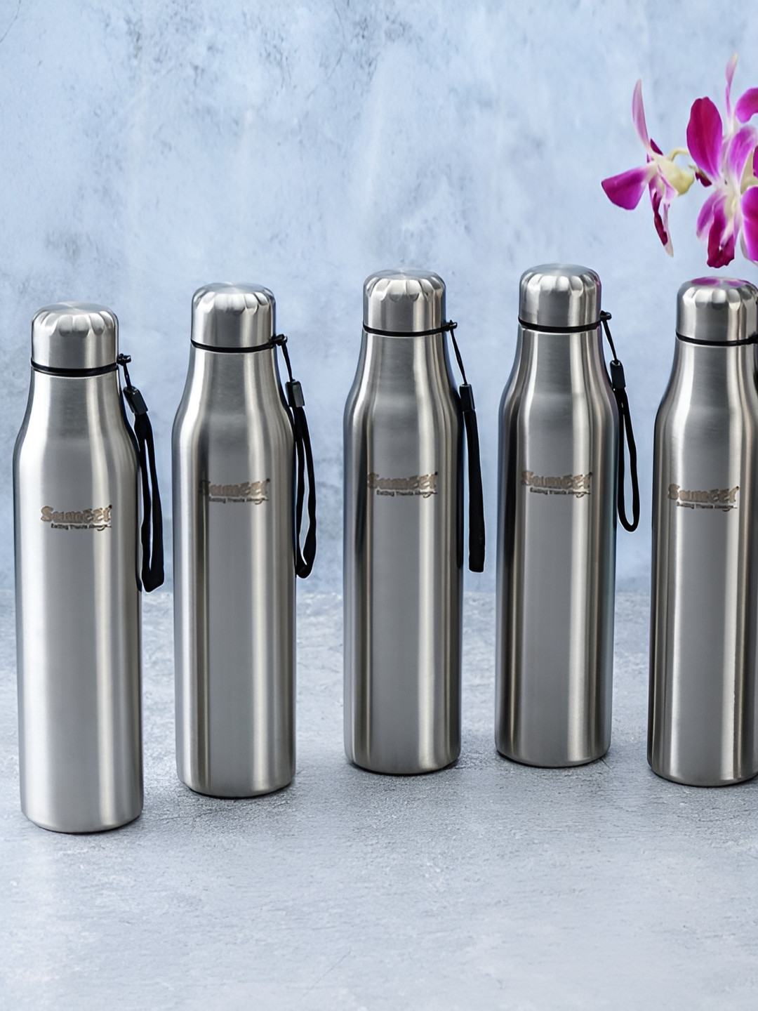 Sumeet Alpha Silver Brand Logo Stainless Steel Double Wall Vacuum 6 Piece Flask - 1L