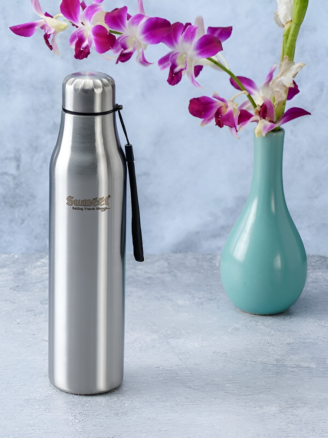 Sumeet Alpha Silver Brand Logo Stainless Steel Double Wall Vacuum Flask - 1L