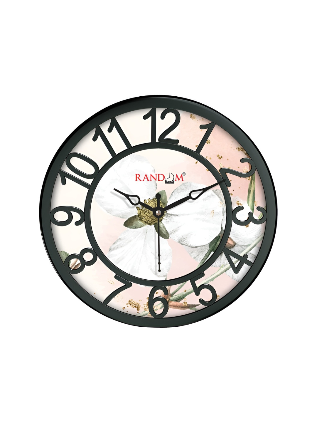 RANDOM Black Plastic Ultra Clear Glass Round Battery Analogue Wall Clock-20cm