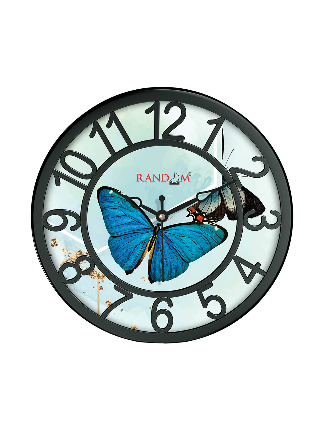 RANDOM Blue & Navy Blue Printed Contemporary Wall Clock