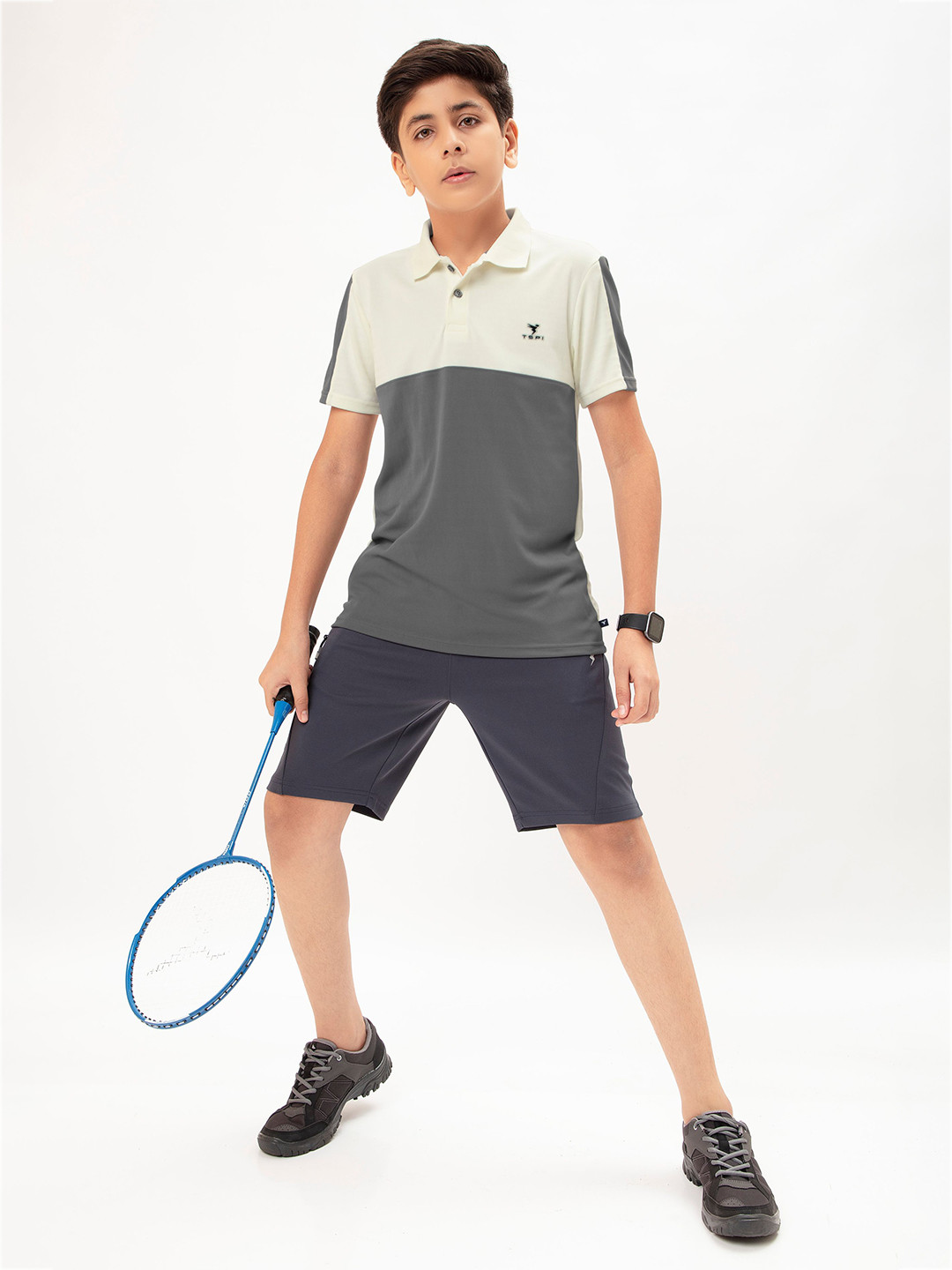 Technosport Boys Colourblocked Polo Collar UPF50 Sports Slim Fit T-shirt