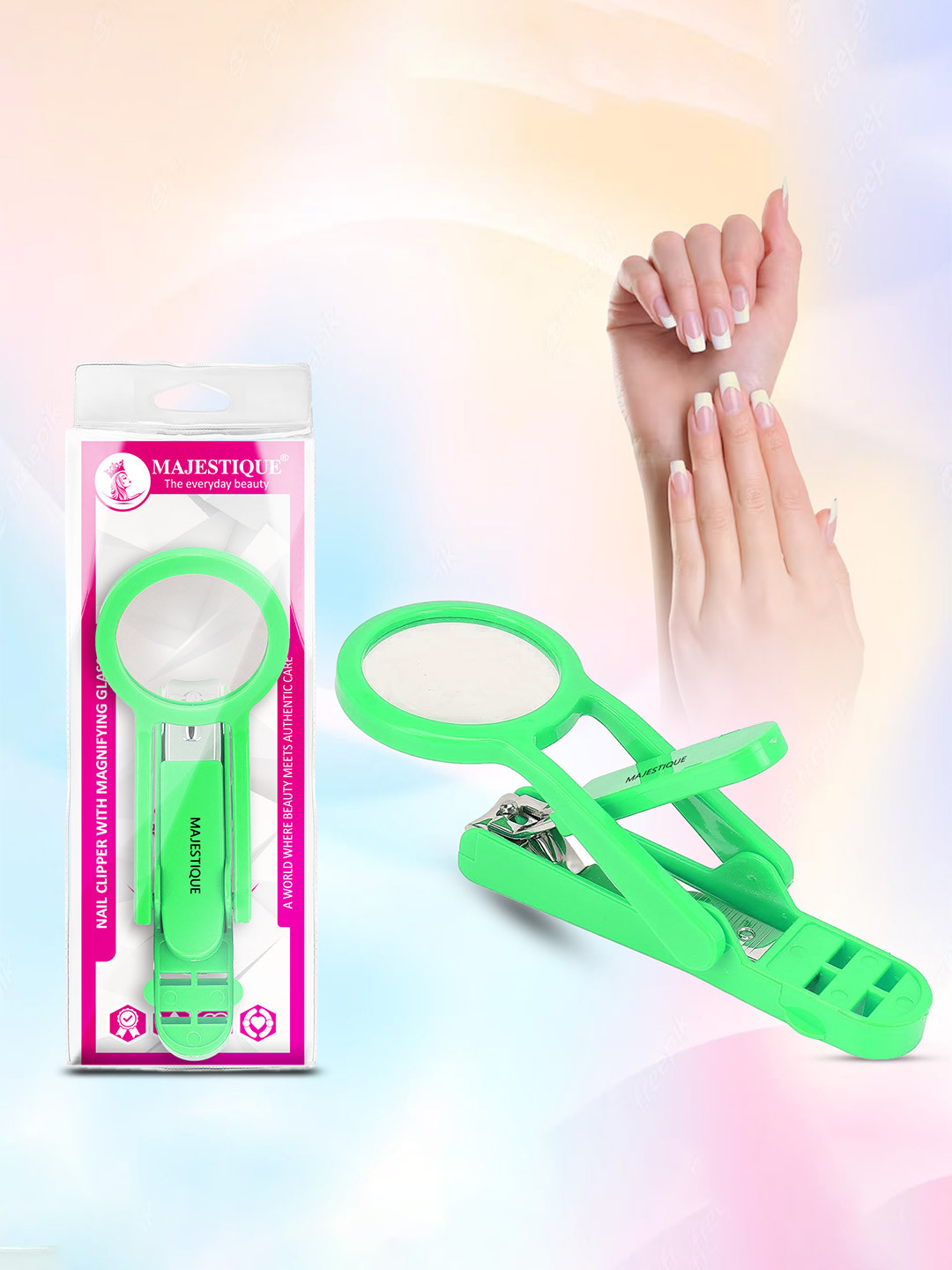 MAJESTIQUE Nail Clipper with Magnifying Glass - Green