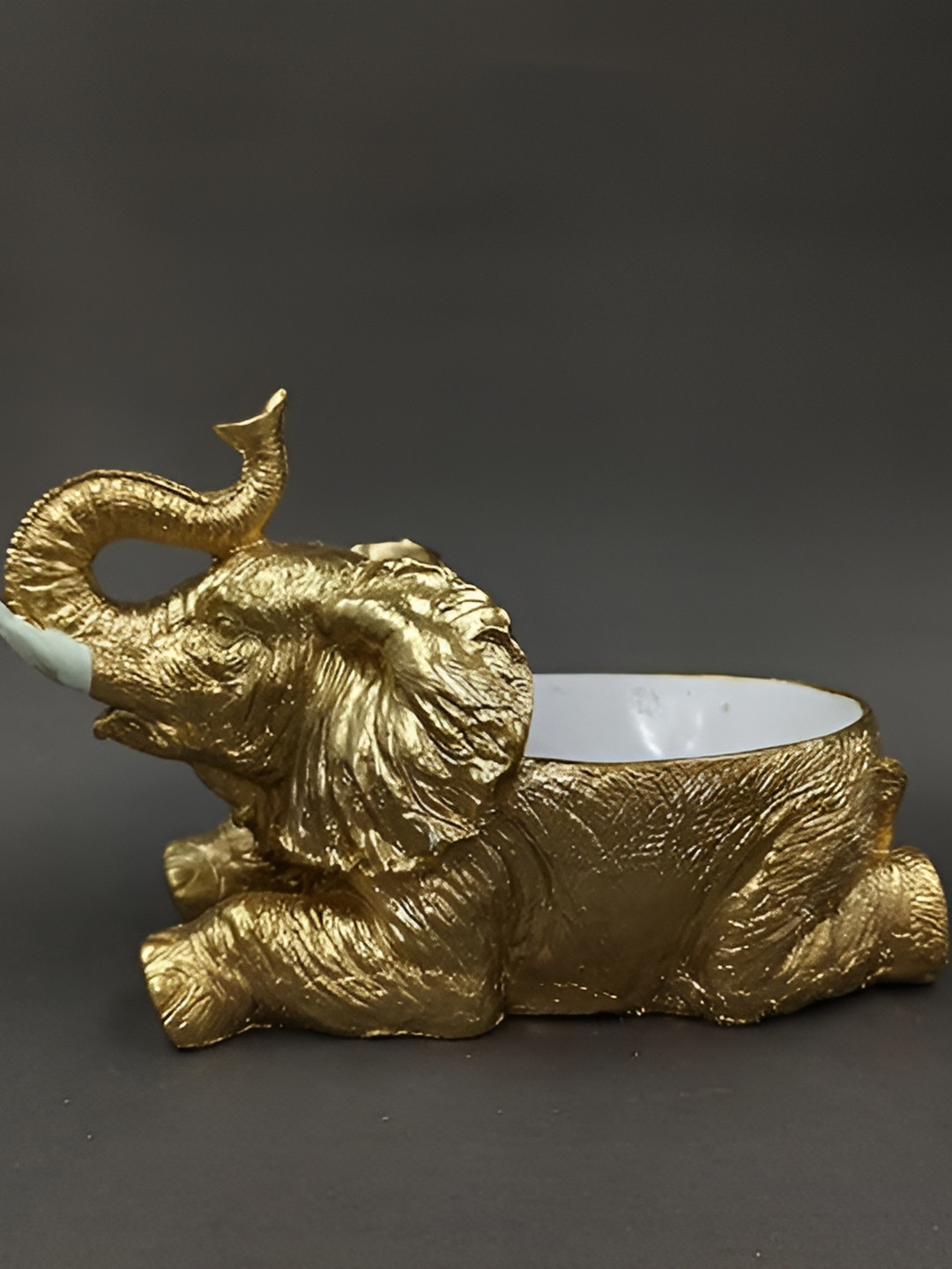 Aura Elephant Gold Marble Glossy Living Room Small Showpiece - 5.5 Inches