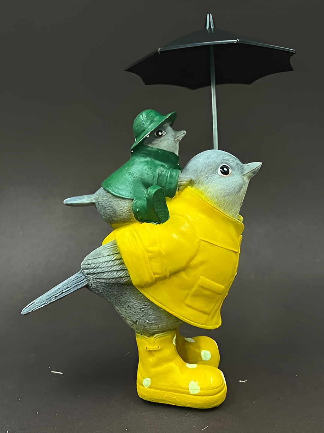 Aura Baby Birds with Mother Birds Yellow Polyresin Matte Living Room Small Showpiece - 7.9 Inches