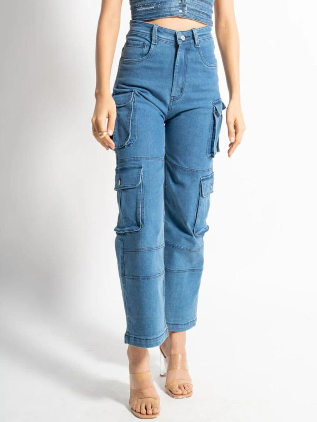 HEY MISSY Women Smart Straight Fit High-Rise Easy Wash Cargos