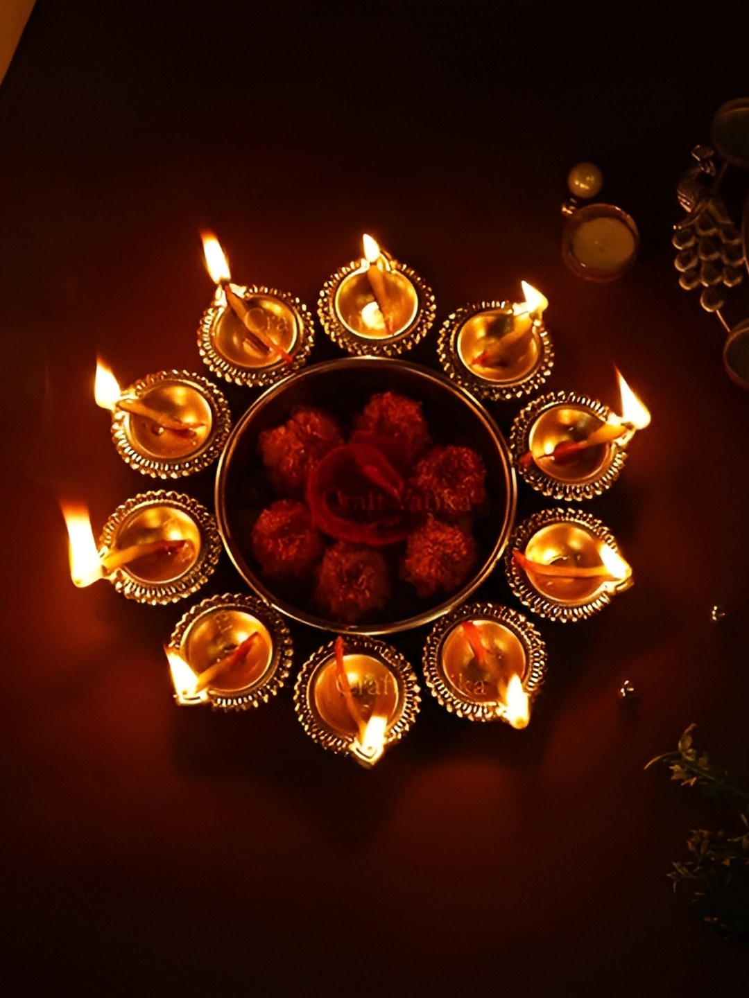 Aura Urli Bowl Gold Metal Metallic Living Room Medium Showpiece - 2 Inches