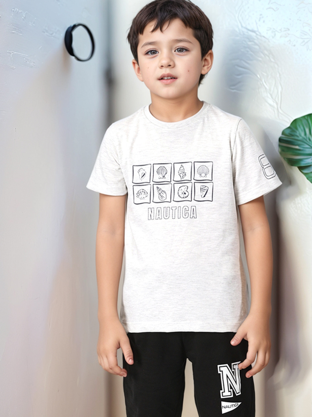 Nautica Boys Round Neck Nautical Printed T-shirt