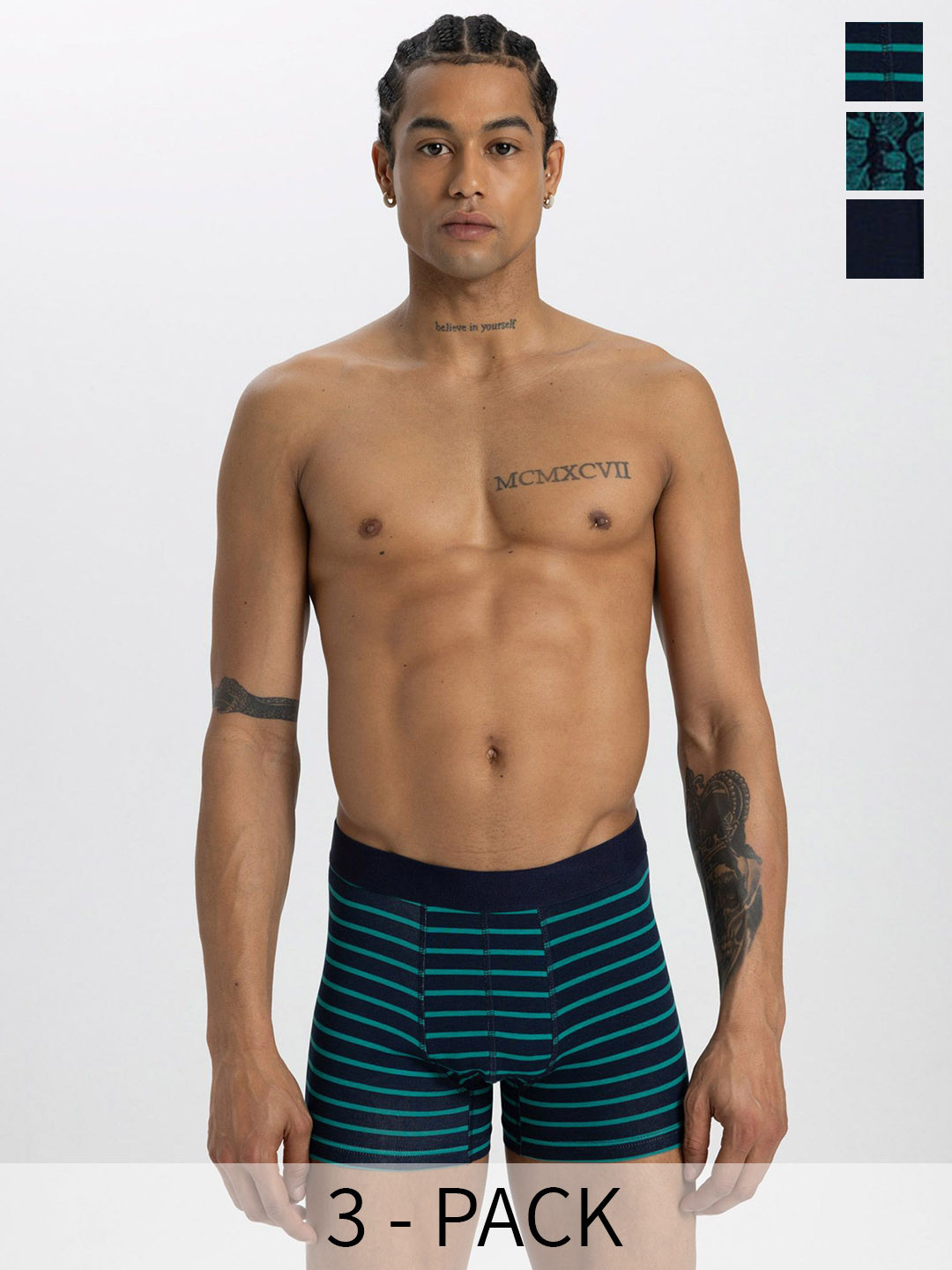 DeFacto Pack Of 3 Printed Cotton Trunks  233885933-NV135