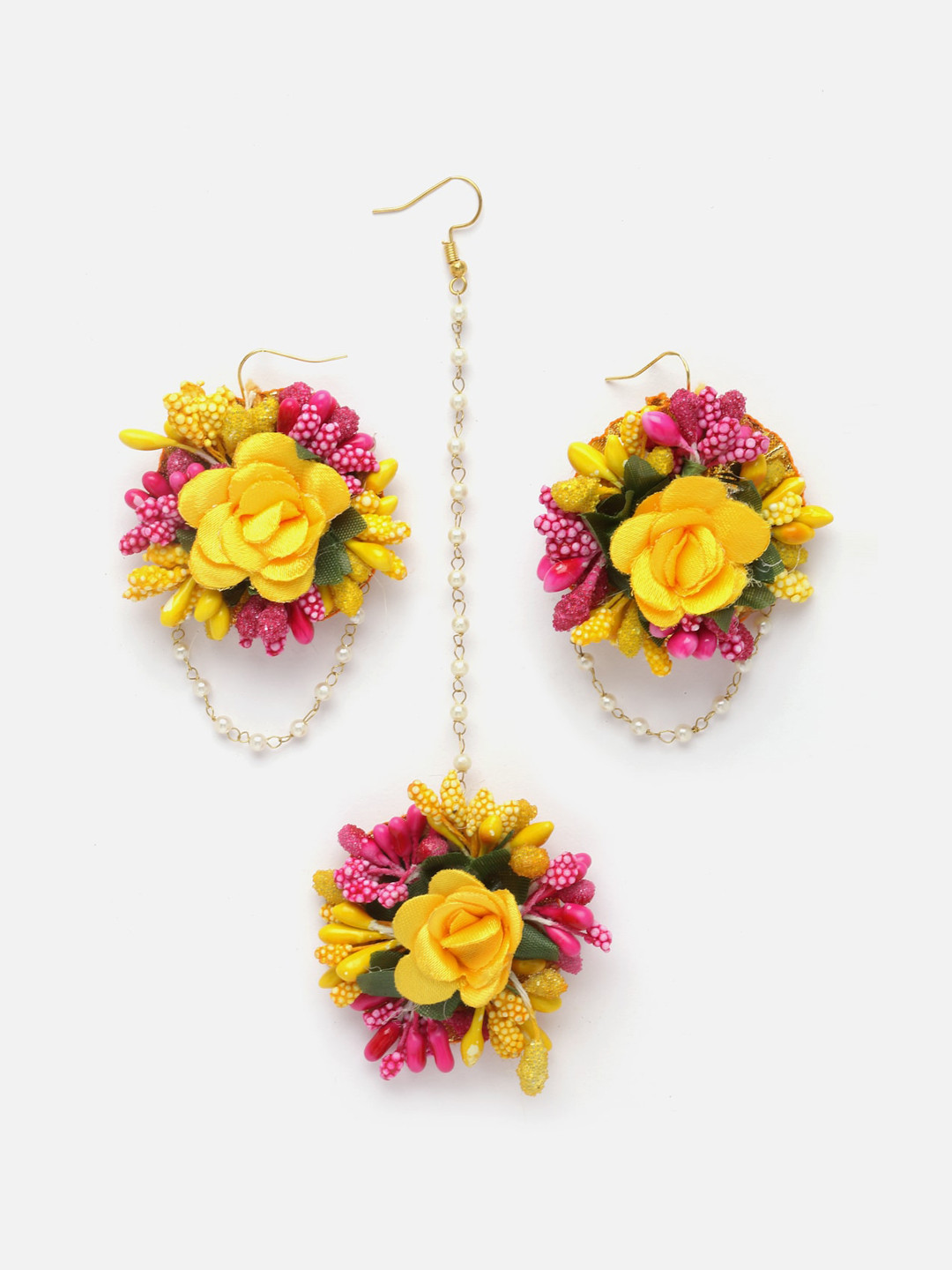 Anouk Gold-Plated Maang Tika and Earrings