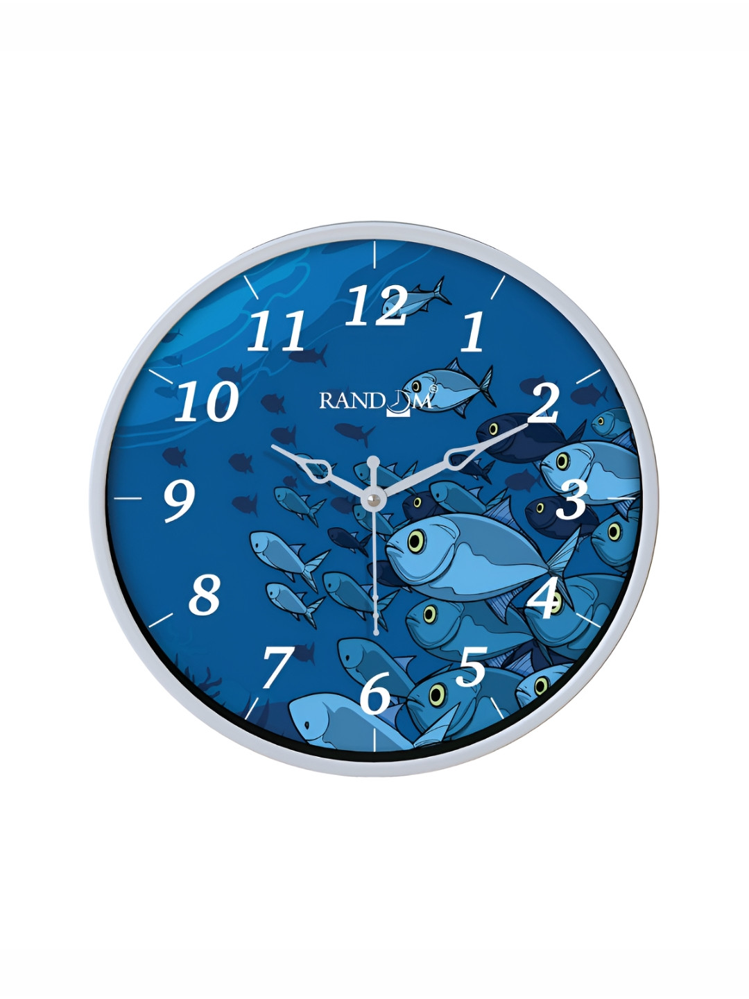 RANDOM White & Blue Printed Contemporary Wall Clock
